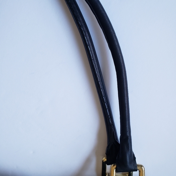 Banana Republic black leather with gold accents tote satchel purse - Picture 7 of 14